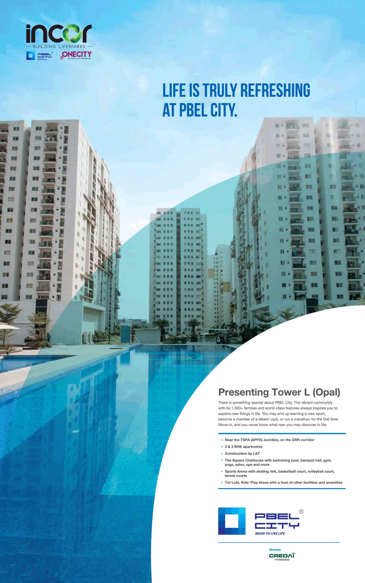 Presenting Tower L (Opal) at PBEL City in Hyderabad